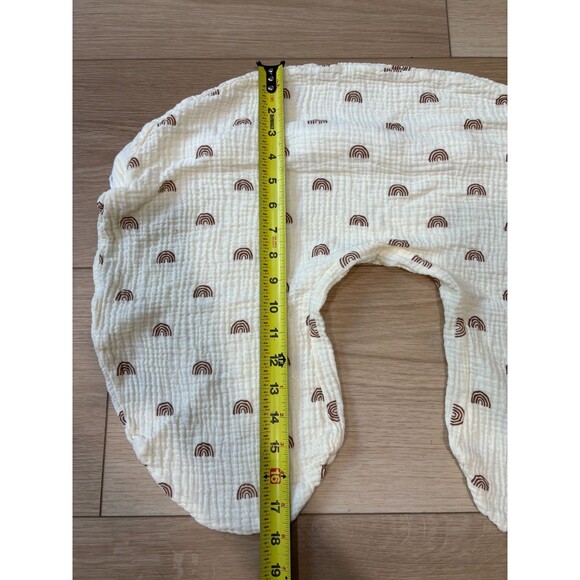 Boppy Nursing Pillow Cover Cream Brown Rainbow Print Double Gauze Zipper - Picture 2 of 5